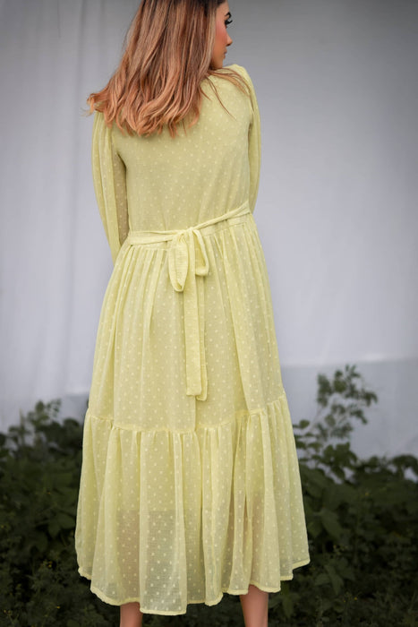 LEMON YELLOW PRINCY TIER DRESS