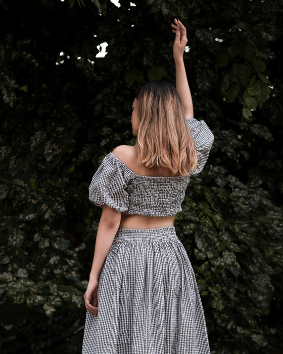 GINGHAM SMOCKED TOP