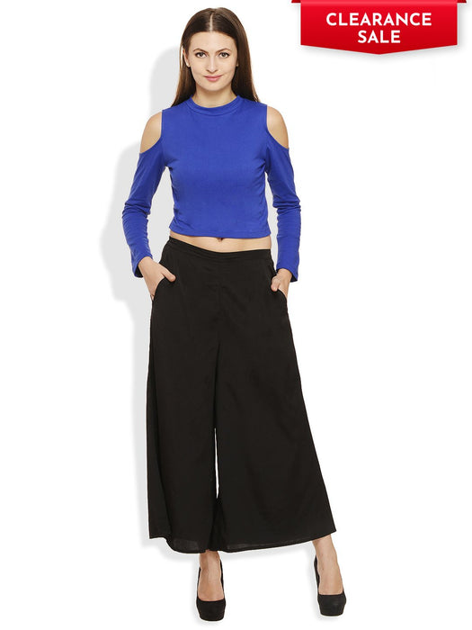 Royal Blue Cold Shoulder Crop Top