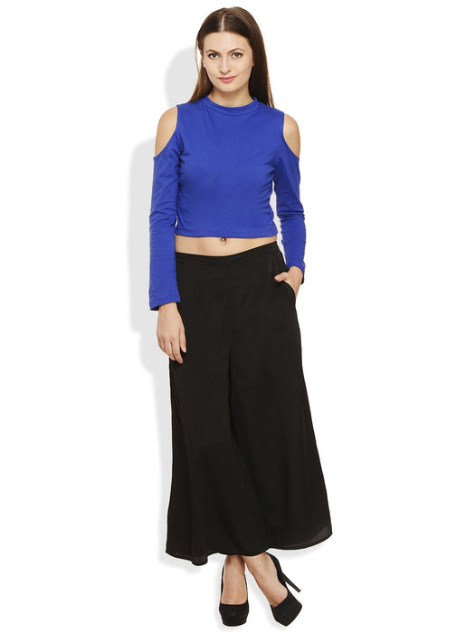 Royal Blue Cold Shoulder Crop Top