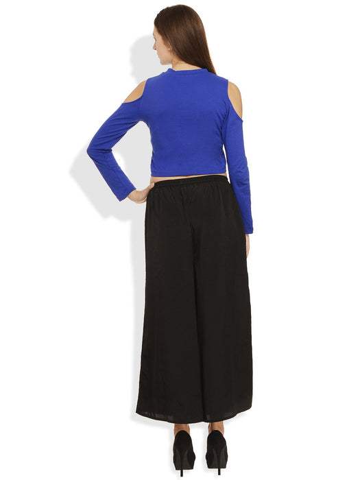 Royal Blue Cold Shoulder Crop Top