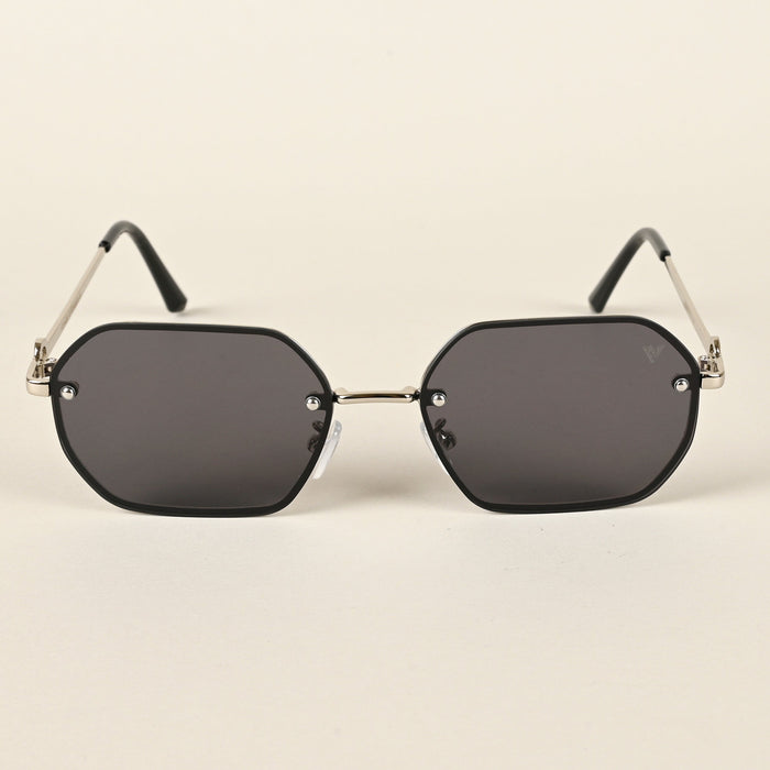 Voyage Black Rectangle Sunglasses for Men & Women - MG4497