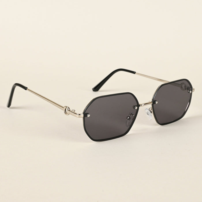 Voyage Black Rectangle Sunglasses for Men & Women - MG4497