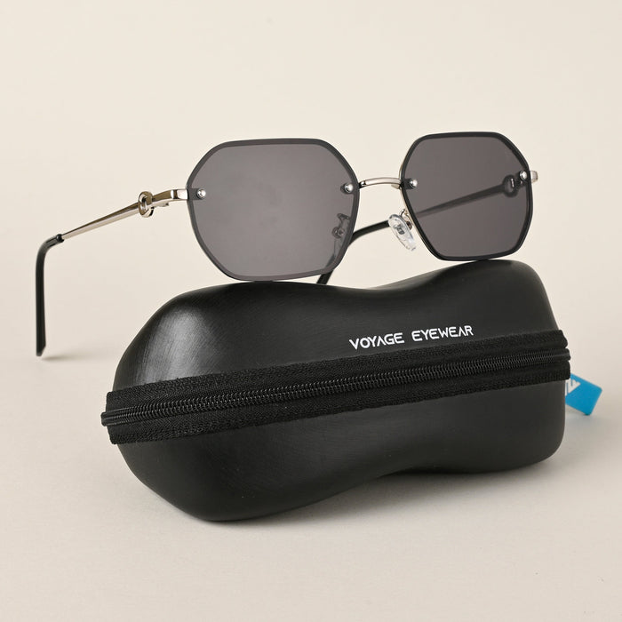 Voyage Black Rectangle Sunglasses for Men & Women - MG4497