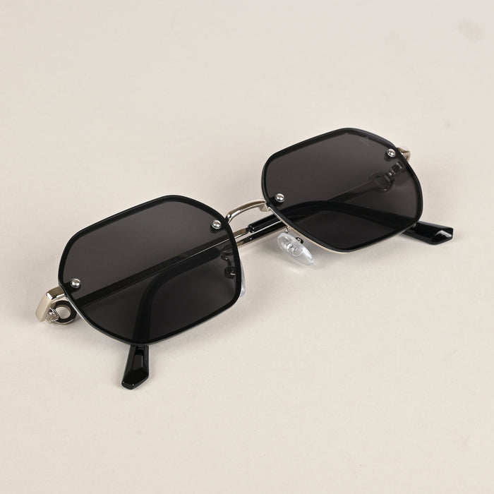 Voyage Black Rectangle Sunglasses for Men & Women - MG4497