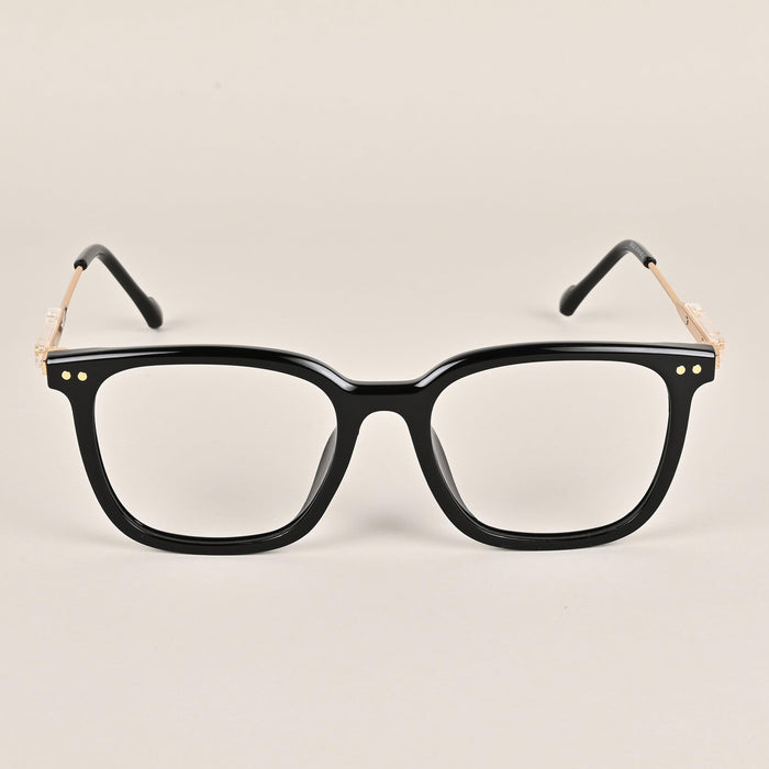 Voyage Black Square Eyeglasses With Golden Temple - MG3861