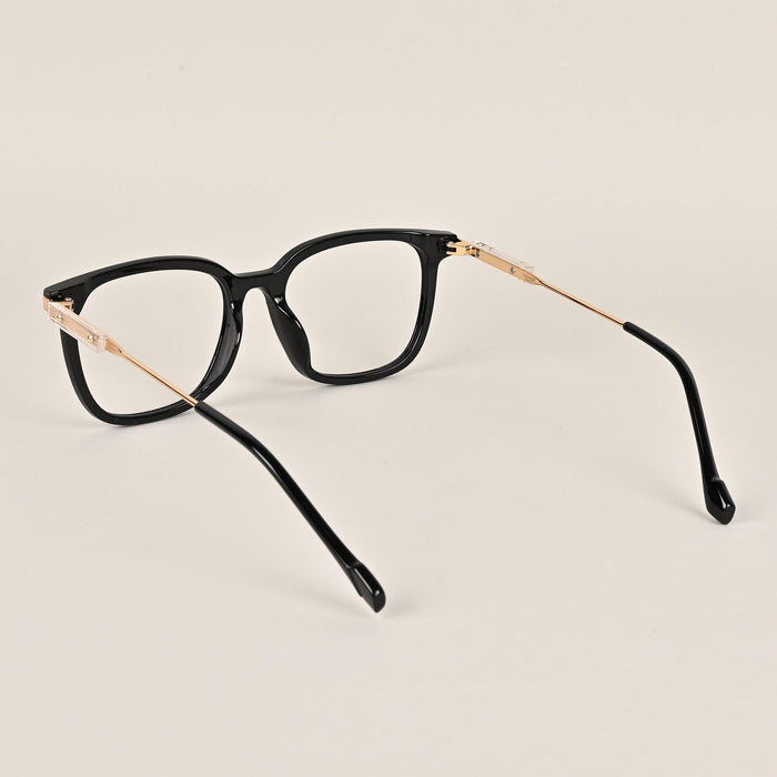 Voyage Black Square Eyeglasses With Golden Temple - MG3861