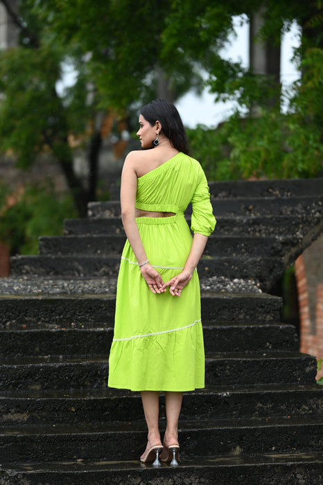 LIME ONE SHOULDER MAXI DRESS