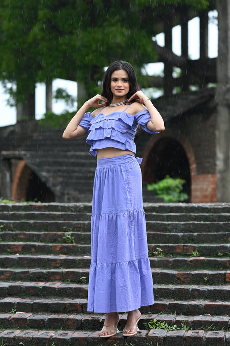 LAVENDER STRAPPY CROP TOP WITH  MAXI SKIRT