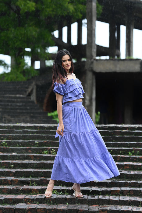 LAVENDER STRAPPY CROP TOP WITH  MAXI SKIRT