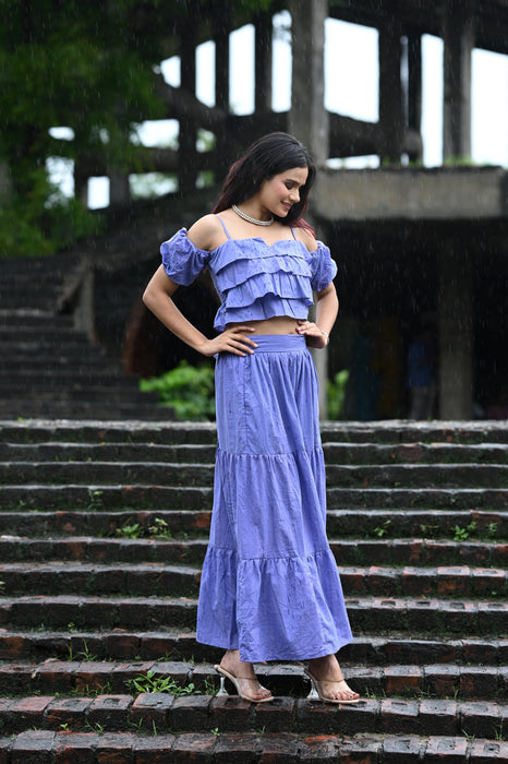 LAVENDER STRAPPY CROP TOP WITH  MAXI SKIRT