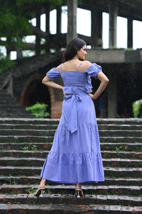 LAVENDER CROP RUFFLE TOP