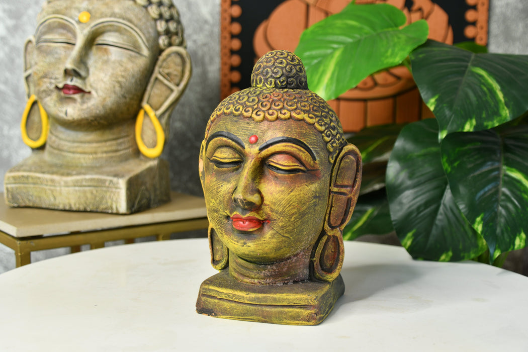 Premium Large Terracotta Meditating Buddha Head Tabletop