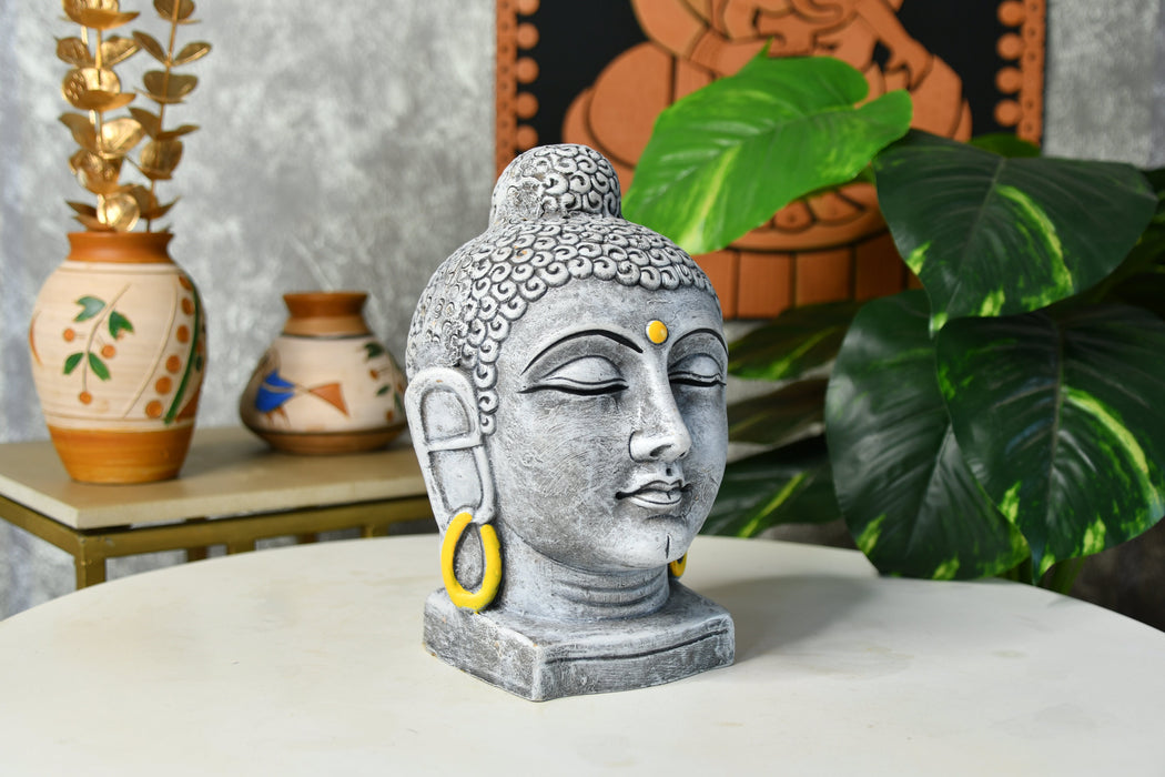 Premium Large Terracotta Meditating Buddha Head Tabletop