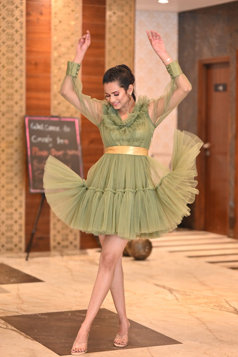 OLIVE GREEN TULLE DRESS