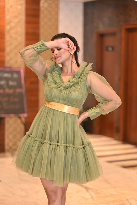 OLIVE GREEN TULLE DRESS