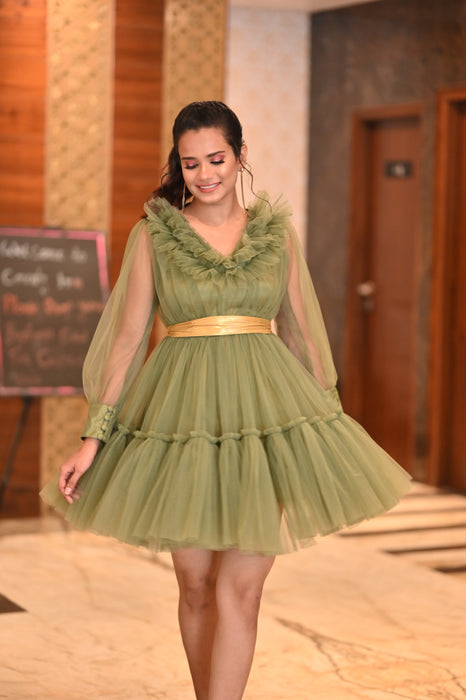 OLIVE GREEN TULLE DRESS