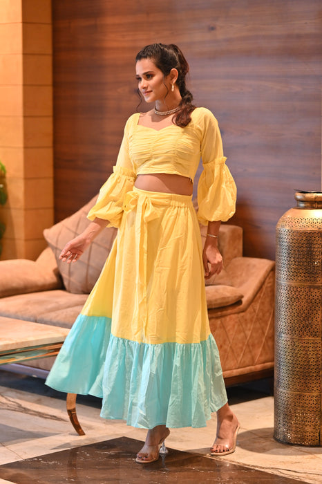 YELLOW JASMINE SKIRT TOP SET