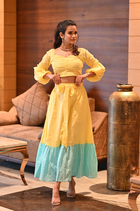 YELLOW JASMINE SKIRT TOP SET