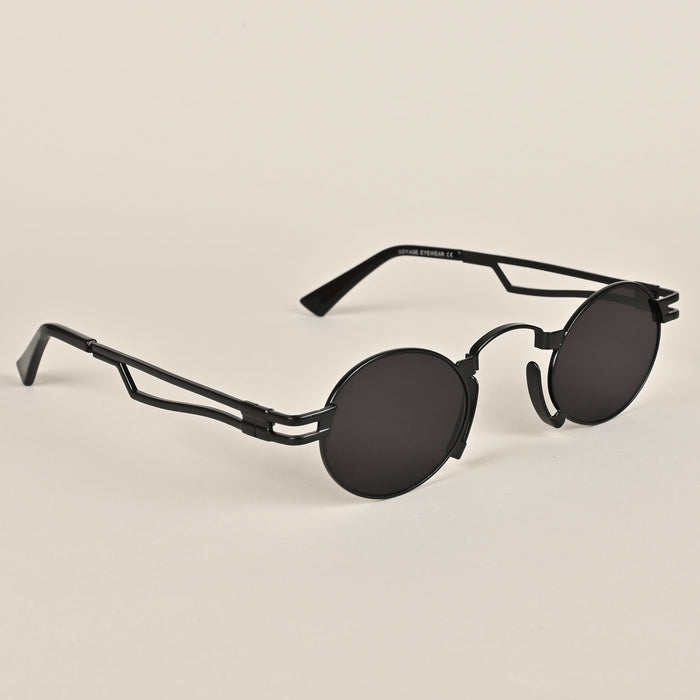 Voyage Matte Black Round Sunglasses - MG3587