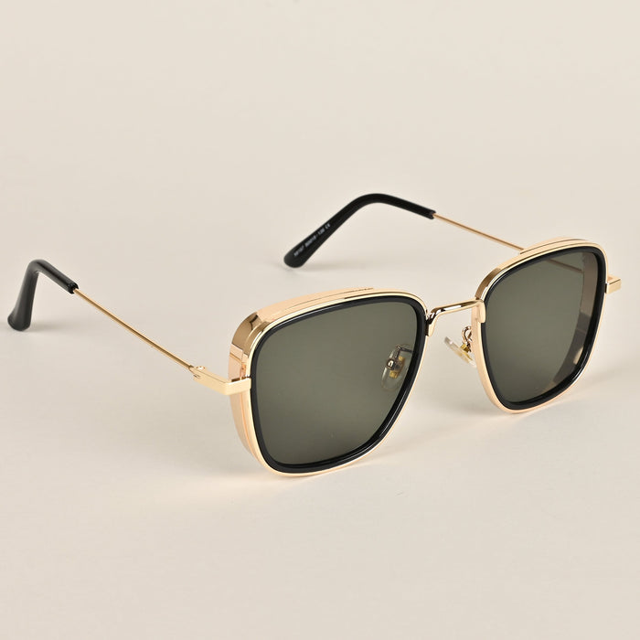 Voyage Retro Square Green-Gold Sunglasses - MG2971