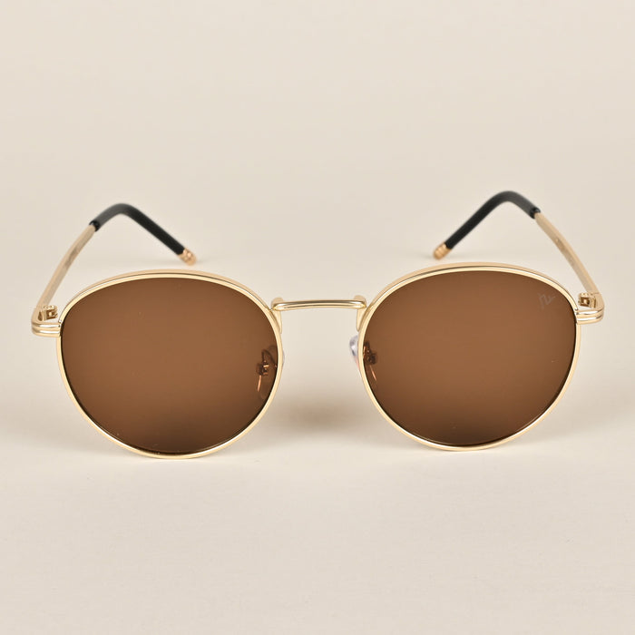 Voyage Premium Round Brown Gold Sunglasses - MG3623