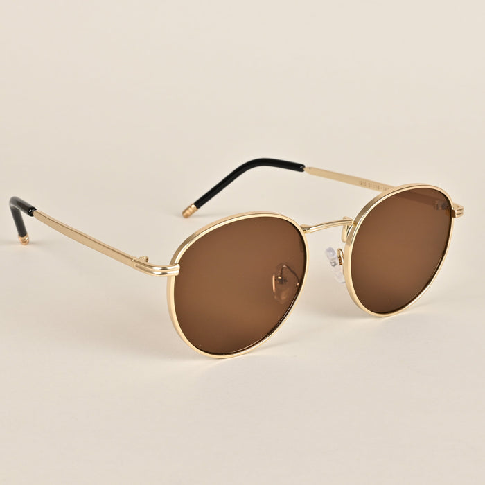 Voyage Premium Round Brown Gold Sunglasses - MG3623