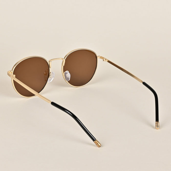 Voyage Premium Round Brown Gold Sunglasses - MG3623