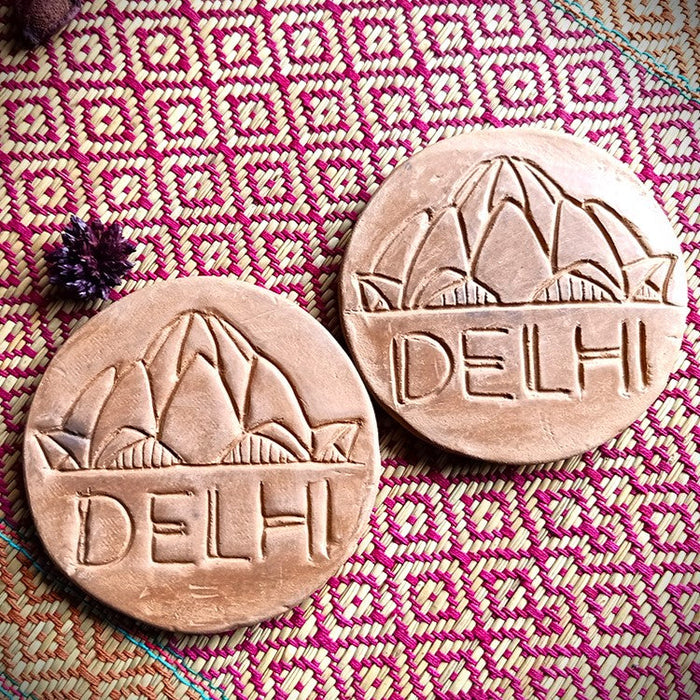 Handcrafted Terracotta Coasters Set Of 2