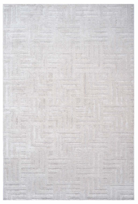 White Gold Wool & Silk Rug