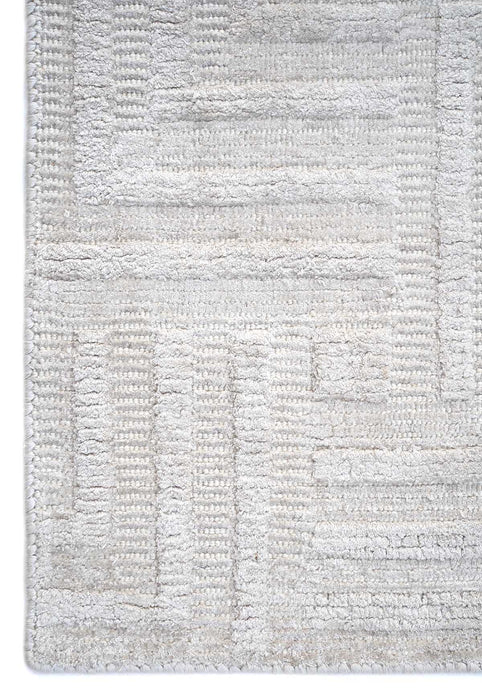 White Gold Wool & Silk Rug