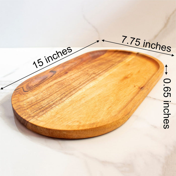 Wooden Acacia Wood Elliptical Tray