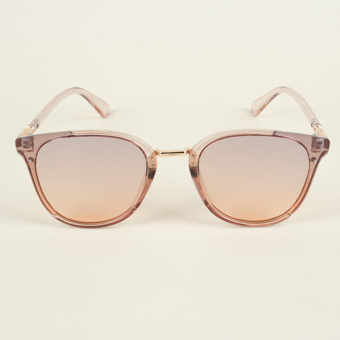 Voyage Cateye Sunglasses for Women (Pink & Grey Lens | Light Pink & Golden Frame - MG3174)