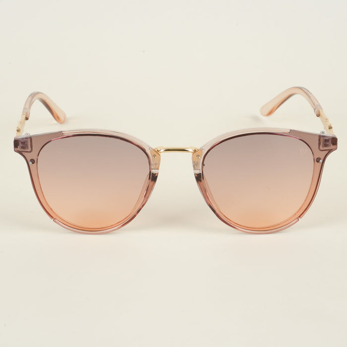 Voyage Cateye Sunglasses for Women (Pink & Grey Lens | Light Pink & Golden Frame - MG3186)