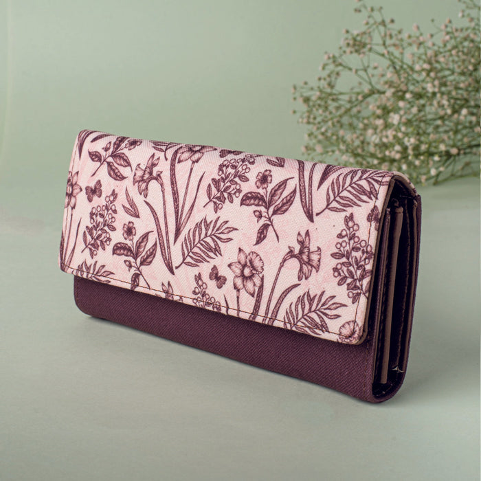 Sepia Spring Blooms Clutch Wallet