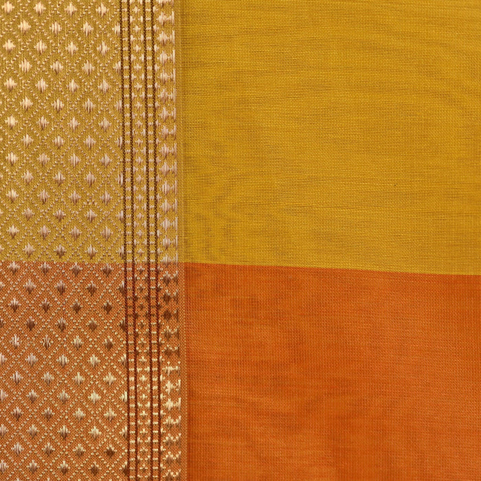 Maheshwari Cotton Silk Saree - Orange Mustard