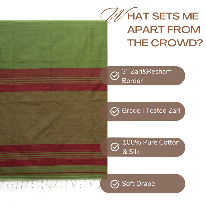 Maheshwari Silk Saree - Olive