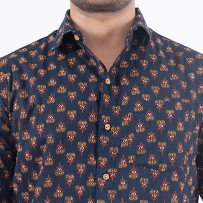 Floral Buti Navy Shirt