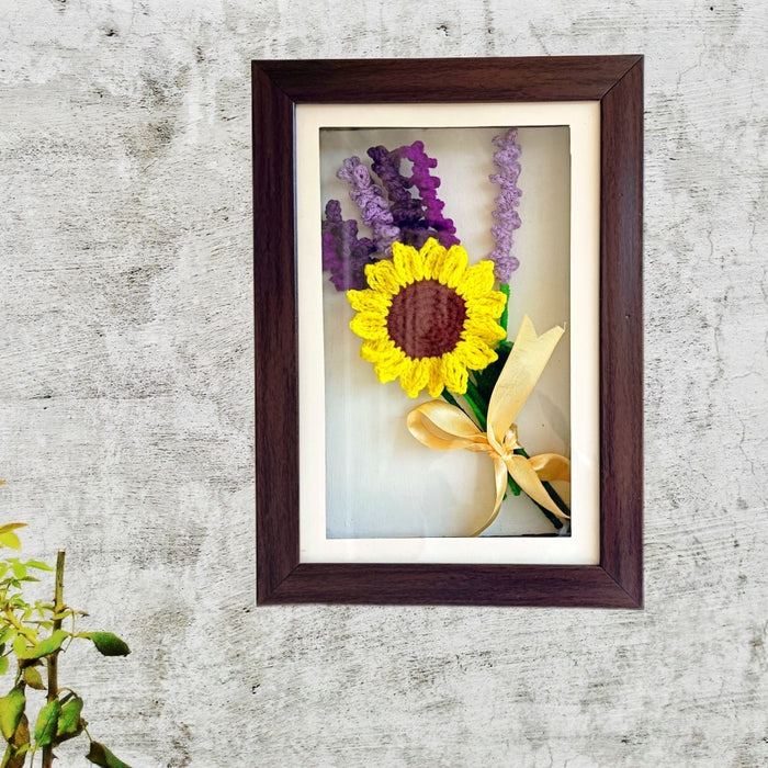 Framed Crochet Flower Bouquet