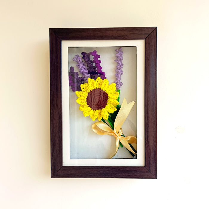 Framed Crochet Flower Bouquet