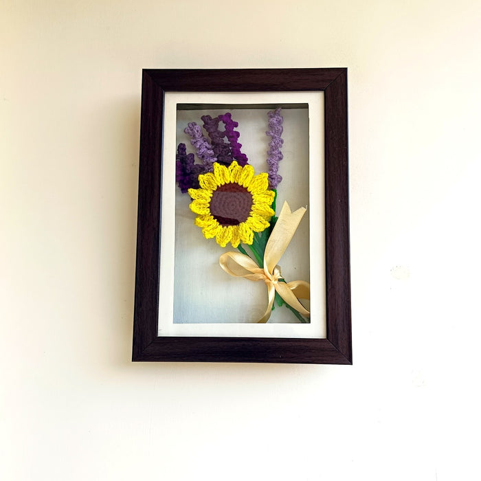 Framed Crochet Flower Bouquet