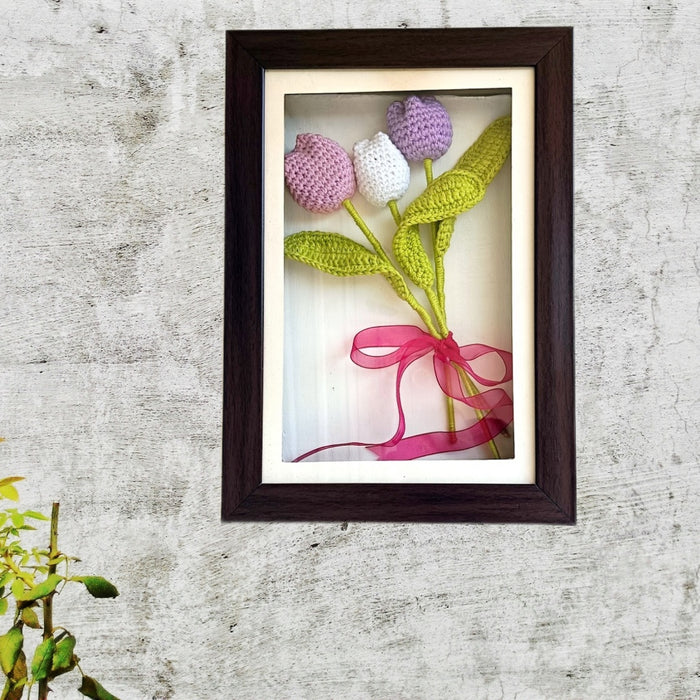 Framed Crochet Flower Bouquet