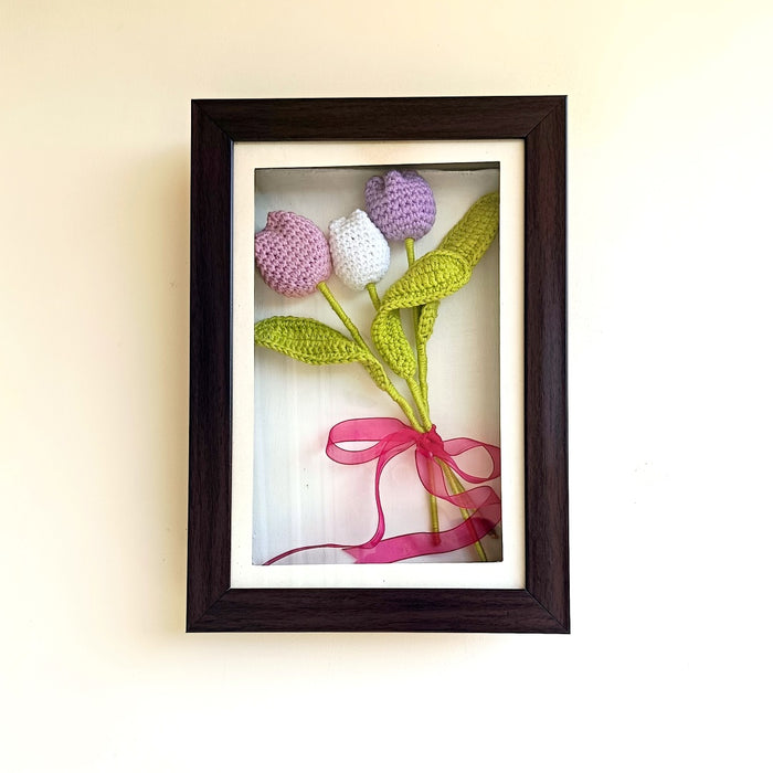 Framed Crochet Flower Bouquet