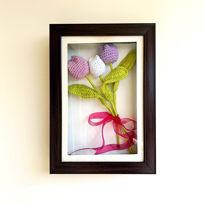 Framed Crochet Flower Bouquet