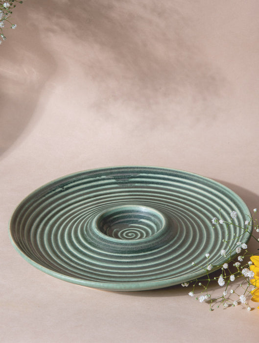 Ceramic Stoneware Savannah Chip & Dip Platter - Green