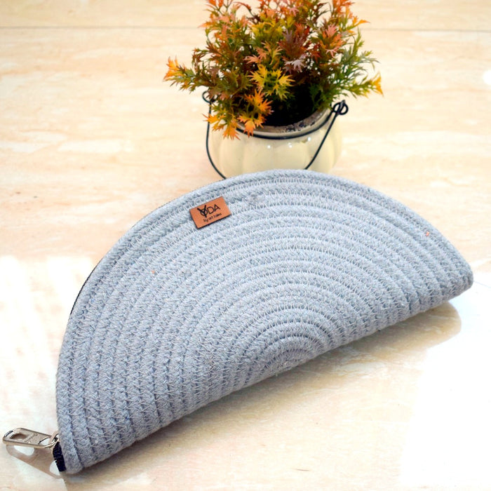 Cotton Bluish Grey Ladies Minimalistic Clutch Bag