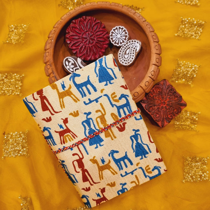 HAATHI GHODA UPCYCLED HANDLOOM FABRIC POCKET DIARY