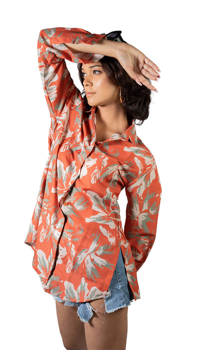 Women Crimson Bloom Printed Shirt-CK-CRIMSON BLOOM