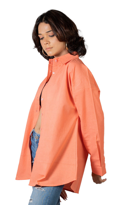 Parsimmon Orange Oversized Solid Shirt-CK-ORANGESHIRT