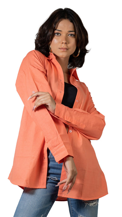 Parsimmon Orange Oversized Solid Shirt-CK-ORANGESHIRT